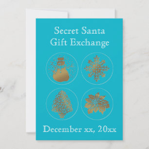 Secret Santa Aquamarin Turquoise Gold Siegel Einla Einladung