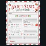 Secret Santa Christmas Geschenk-Austausch Fragebog Flyer<br><div class="desc">Mit diesem Secret Santa Questionnaire können Sie Geschenke leicht machen! Entdecken Sie perfekte Geschenkideen und sorgen Sie für Spaß beim Urlaubstauschen.</div>