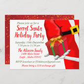 Secret Santa Christmas Holiday Gift Exchange Party Einladung (Vorne/Hinten)