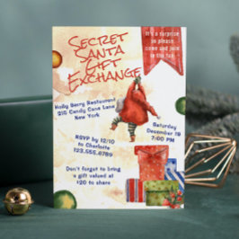 Secret Santa Christmas Party Moderne Wasserfarbe Einladung