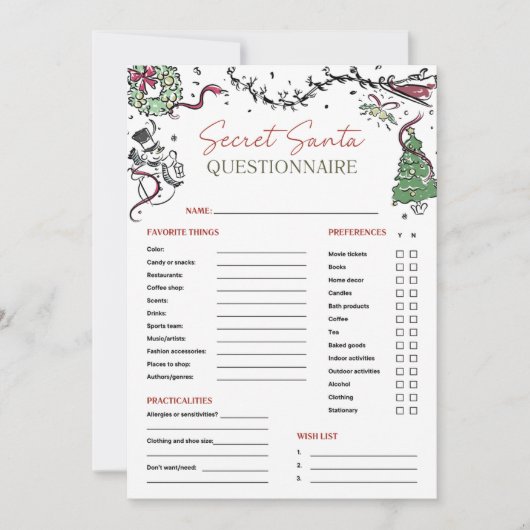 Secret Santa Co Worker Geschenkkarte Einladung (Vorderseite)