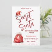 Secret Santa Geschenk Austausch Weihnachts-Party Einladung (Stehend Vorderseite)