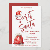 Secret Santa Geschenk Austausch Weihnachts-Party Einladung (Vorne/Hinten)