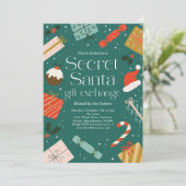 Secret Santa Gift Exchange Feiertag Einladung (Stehend Vorderseite)
