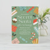 Secret Santa Gift Exchange Feiertag Einladung (Stehend Vorderseite)