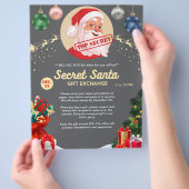 Secret Santa Gift Exchange Gray Xmas Event Party Flyer (Hand)