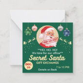 Secret Santa Gift Exchange Green Party SM Einladun Mitteilungskarte (Vorderseite)