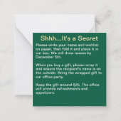 Secret Santa Gift Exchange Green Party SM Einladun Mitteilungskarte (Rückseite)