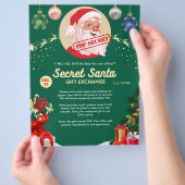 Secret Santa Gift Exchange Green Xmas Event Party Flyer (Hand)