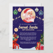 Secret Santa Gift Exchange Office Zuhause Blue Par Einladung (Vorderseite)