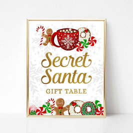 Secret Santa Gift Table Weihnachtsgebäck Party Poster