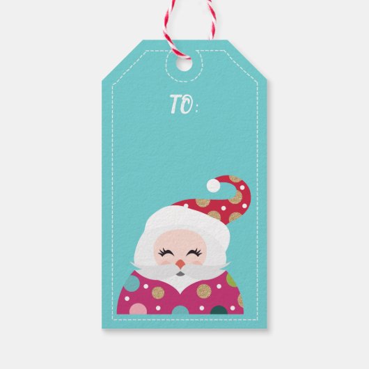 Secret Santa Illustrative farbenfrohe Weihnachten Geschenkanhänger (Rückseite)