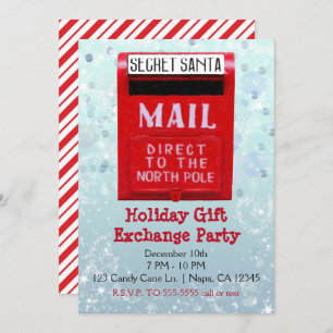 Secret Santa Mail Box Holiday Gift Exchange Party Einladung