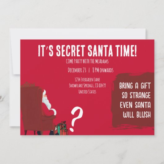 Secret Santa Party – Funny Invitation Card Einladung (Vorderseite)
