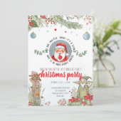 Secret Santa Party – Woodland Christmas Fun Einladung (Stehend Vorderseite)