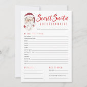 Secret Santa Questionnaire Gift Exchange Party Mitteilungskarte (Vorderseite)