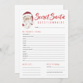 Secret Santa Questionnaire Gift Exchange Party Mitteilungskarte (Vorne/Hinten)