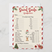 Secret Santa Questionnaire Holiday Geschenk Weihna Einladung (Vorderseite)