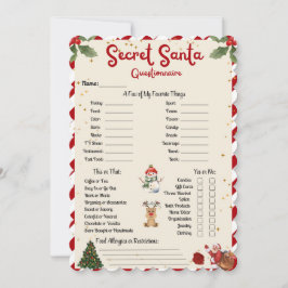 Secret Santa Questionnaire Holiday Geschenk Weihna Einladung