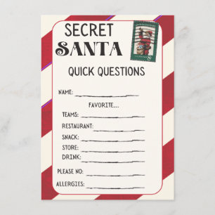 Secret Santa Questionnaire Karten