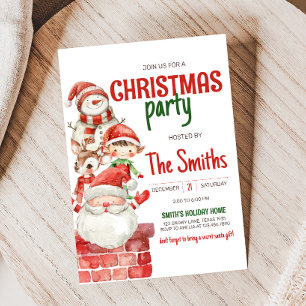 Secret Santa Reindeer Elf Weihnachts-Party Einladung