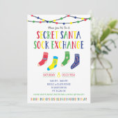 Secret Santa Sock Exchange Sock Swap Holiday Party Einladung (Stehend Vorderseite)