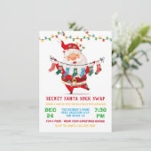 Secret Santa Sock Swap Exchange Party Einladung (Stehend Vorderseite)