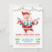 Secret Santa Sock Swap Exchange Party Einladung (Vorderseite)