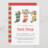 Secret Santa Sock Swap Party Einladung (Vorne/Hinten)