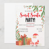 Secret Santa Watercolor Christmas Party  Einladung (Vorne/Hinten)