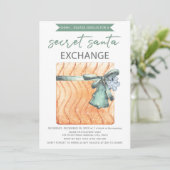 Secret Santa Watercolor Weihnachts-Party Einladung (Stehend Vorderseite)