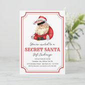Secret Santa Weihnachtsfeier Einladung (Stehend Vorderseite)