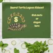 Secret Turtle Lagoon Hideout Foto Monogram Geschirrtuch (Gefaltet)