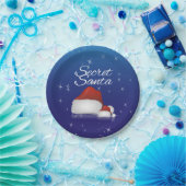 Secret Weihnachtsmannmütze Blue Background Weihnac Pappteller (Party)