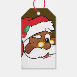 Secret Winking Black Santa Claus Papier Geschenk-T Geschenkanhänger