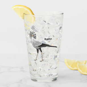 Secretary bird cartoon illustration glas