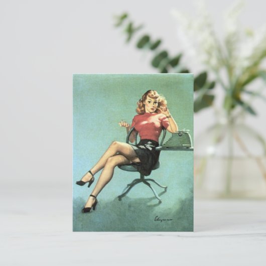 Secretary Button Up Postkarte (Stehend Vorderseite)