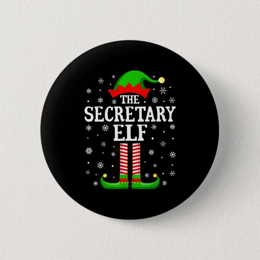 Secretary Elf Funny Christmas Family Matching  Button (Vorderseite)
