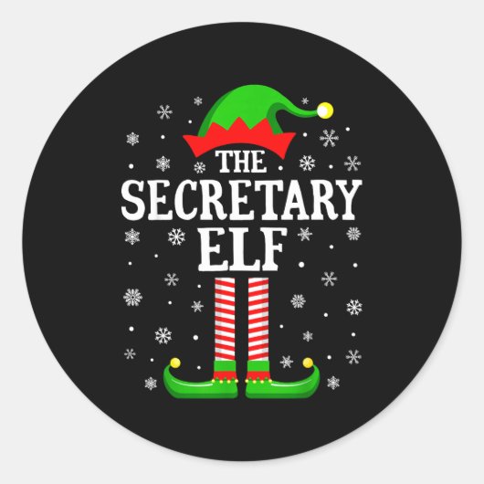 Secretary Elf Funny Christmas Family Matching  Runder Aufkleber (Vorderseite)