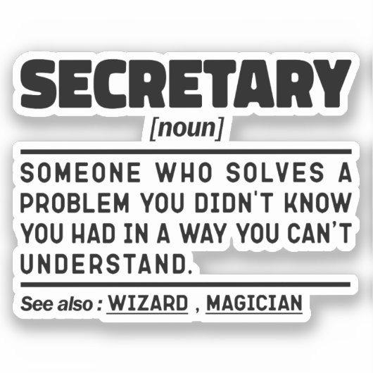 Secretary Noun Definition Business Assistant Niedl Aufkleber (Vorderseite)