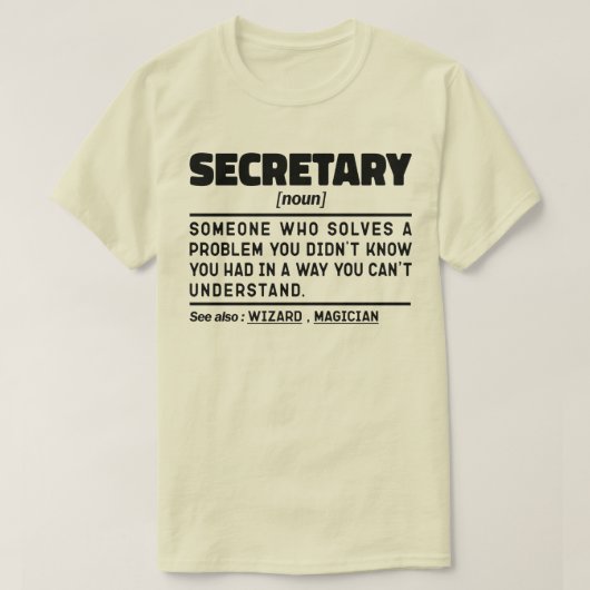 Secretary Noun Definition Business Assistant Niedl T-Shirt (Design vorne)