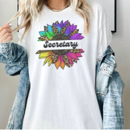Secretary Profession Rainbow Sunflower T-Shirt