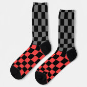Secretly Wild check gray red on black Socken (Linkes Detail)