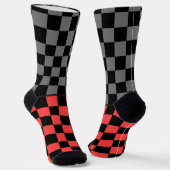 Secretly Wild check gray red on black Socken (Gewinkelt)