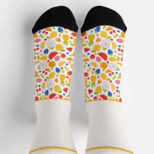 Secretly Wild Summer fruits pattern with white Socken (Oben)