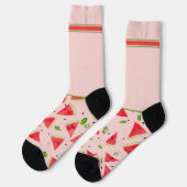 Secretly Wild Watermelon Slices on Mild Pink Socken (Linkes Detail)
