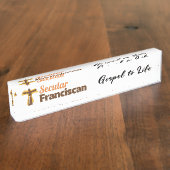 Secular Franciscan Desk Nameplate with motto Namensplakette (Seite)