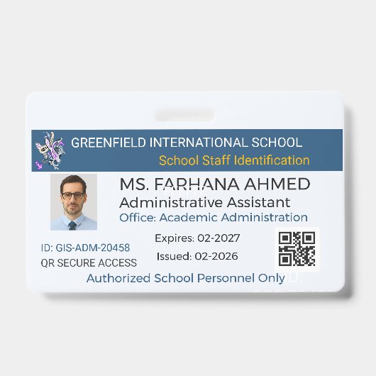 Secure Badge|Teacher ID|Corporate ID|Personnalisé Ausweis (Front)