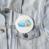 Secure Cloud Storage Icon with Padlock Button