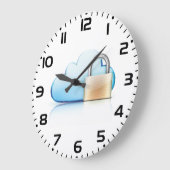 Secure Cloud Storage Icon with Padlock Große Wanduhr (Winkel)